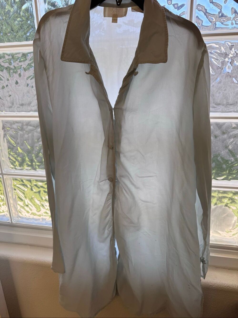 Soft surroundings small 100% silk mint pastel blue long sleeve pajama shirt butt
